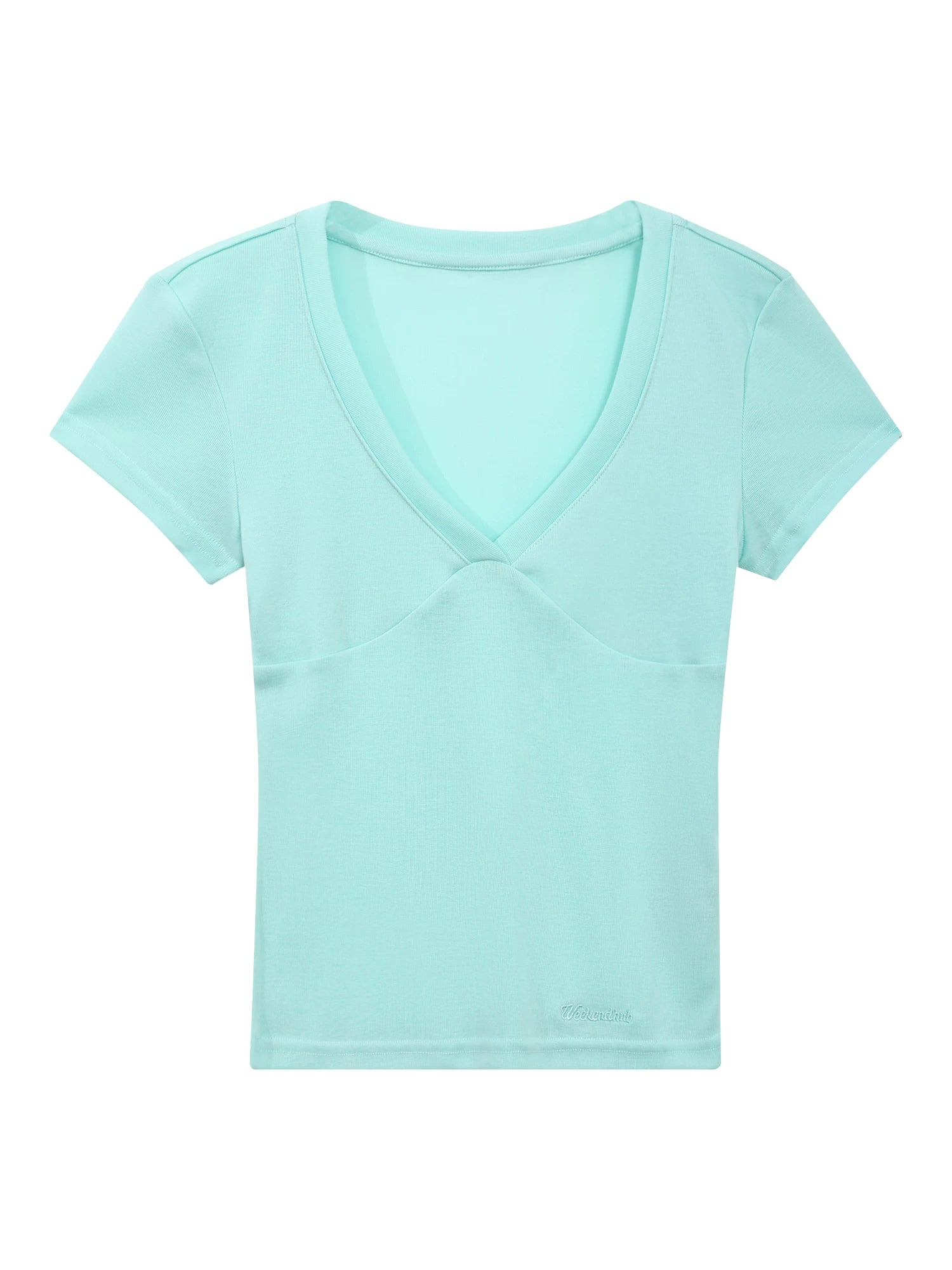Green V-neck Fitted Tee