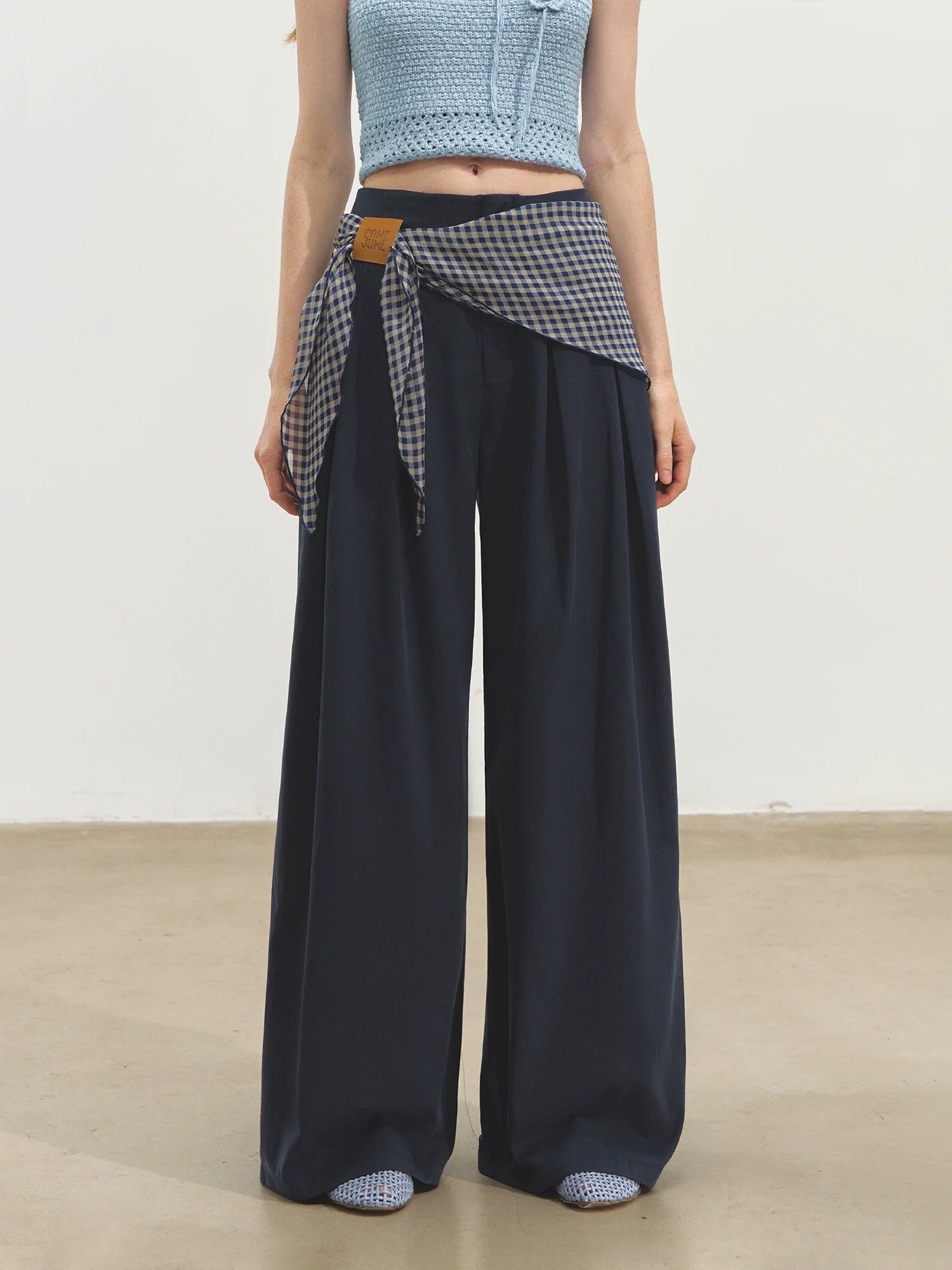 Straight-leg Floor-length Layered Wide-leg Pants