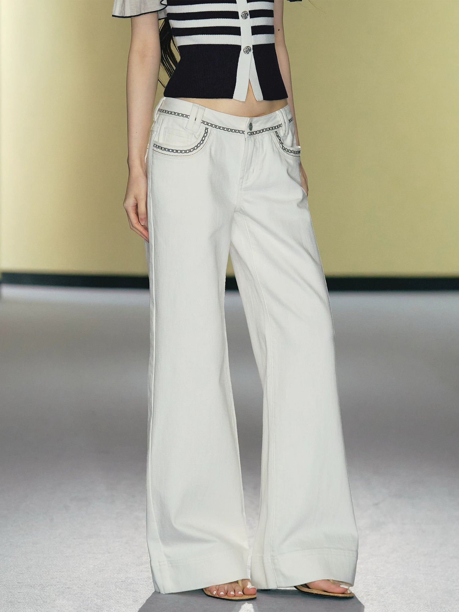 Embroidered Flare Denim Jeans