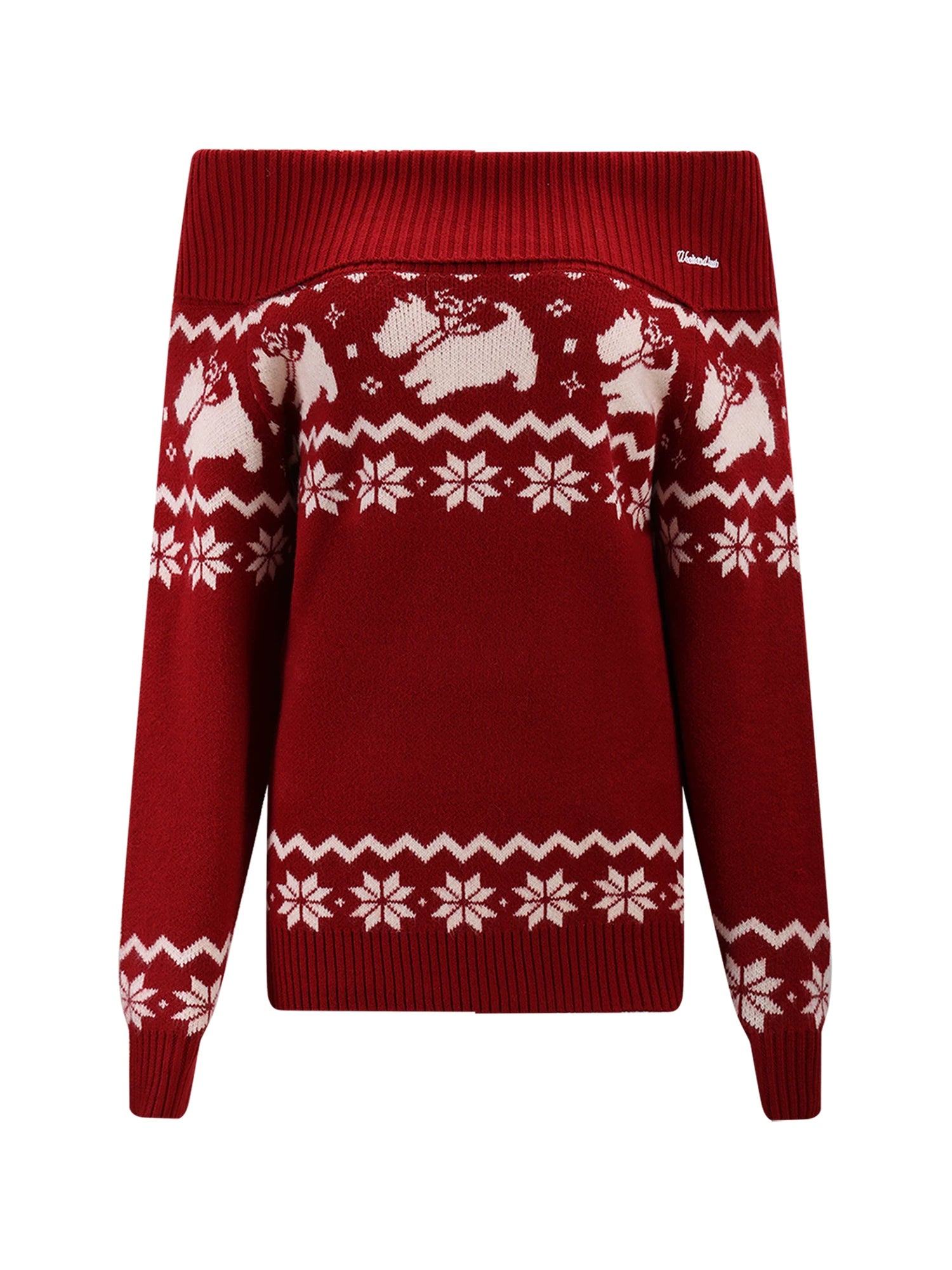 Red Fair Isle Off-Shoulder Knit Top