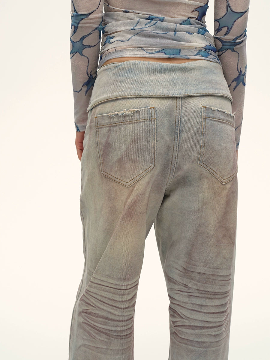Vintage Grey Wide-Leg Jeans