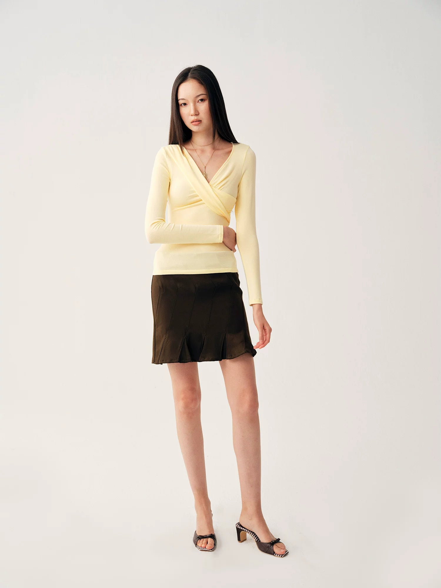 Yellow Cross Twist Knit Top