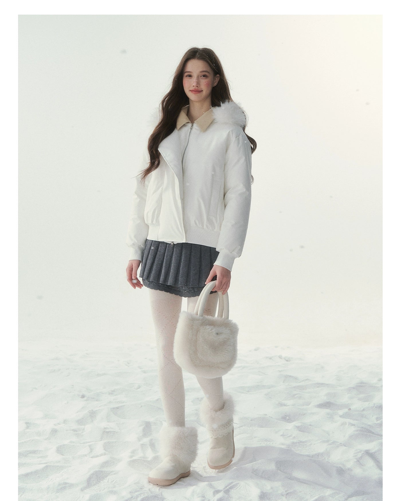 "Snow Envelope" Faux-fur Collar Down Coat