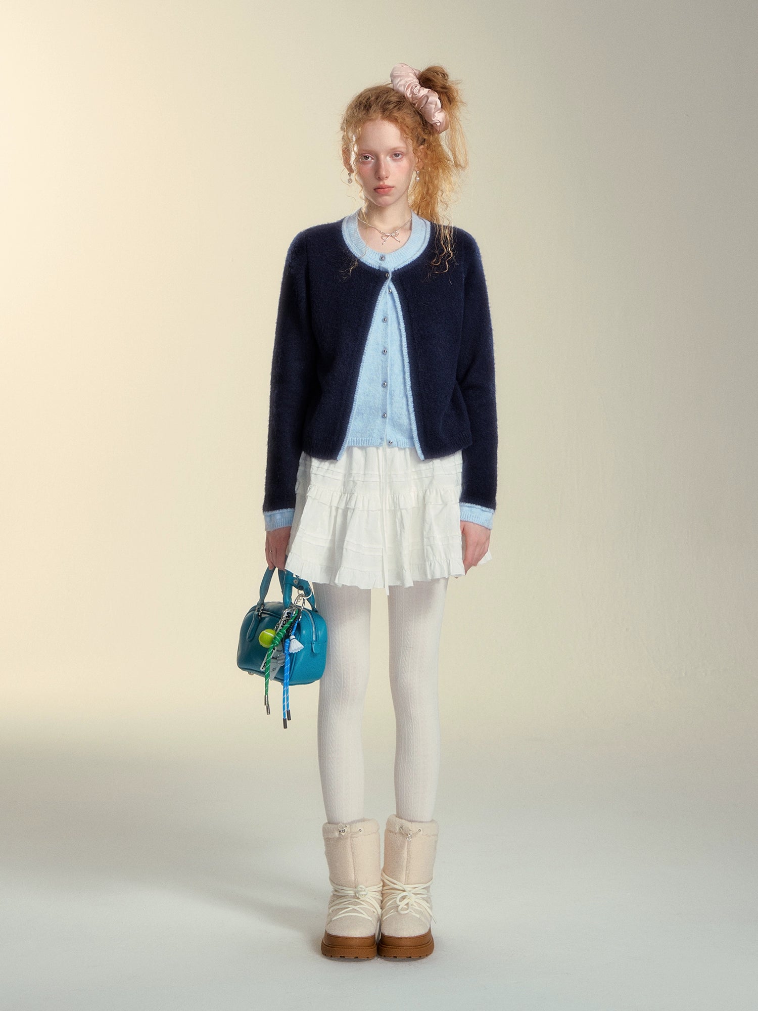 Colorblock Layered Knit Cardigan