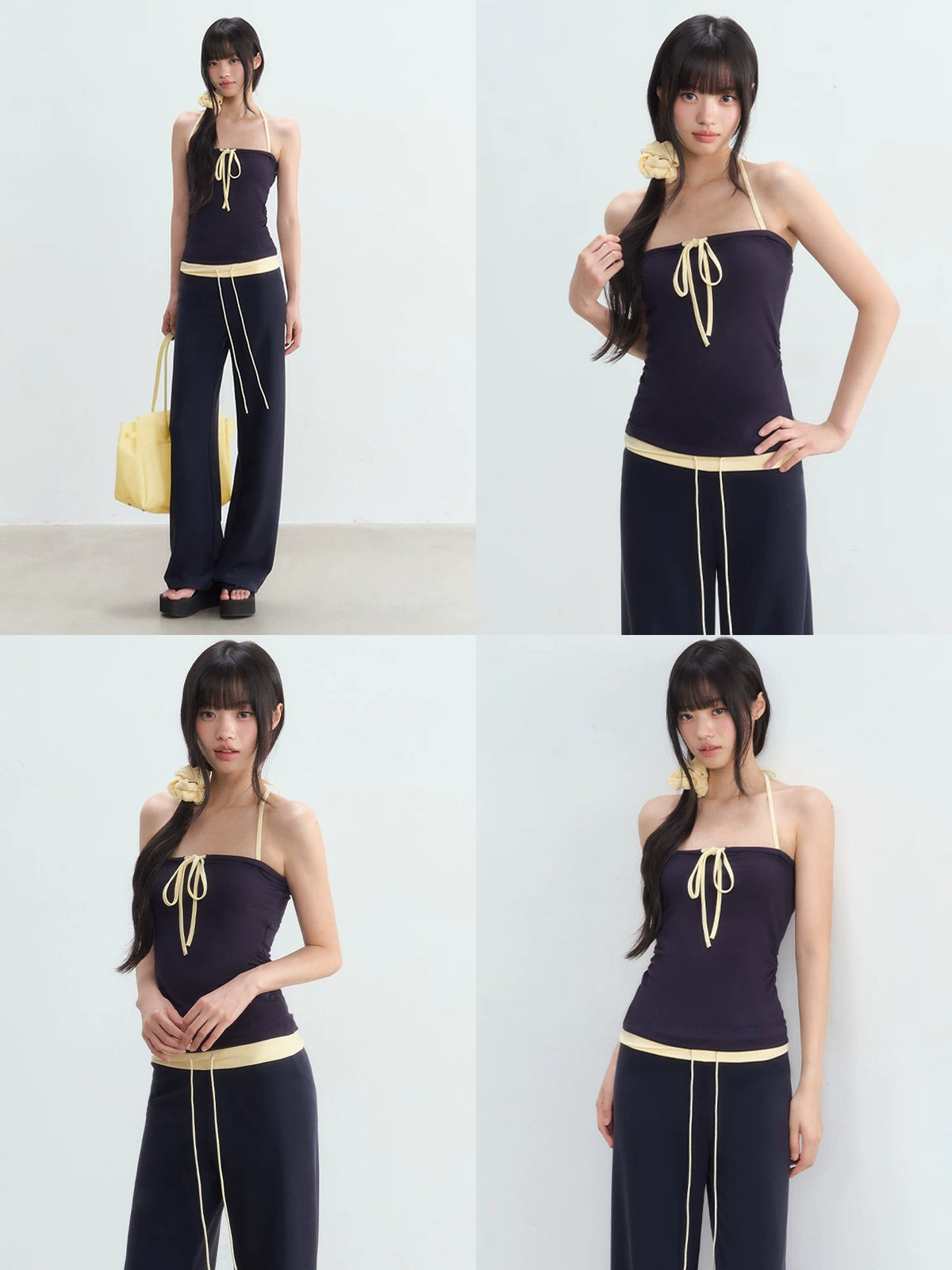 Contrast Bow Halter Top