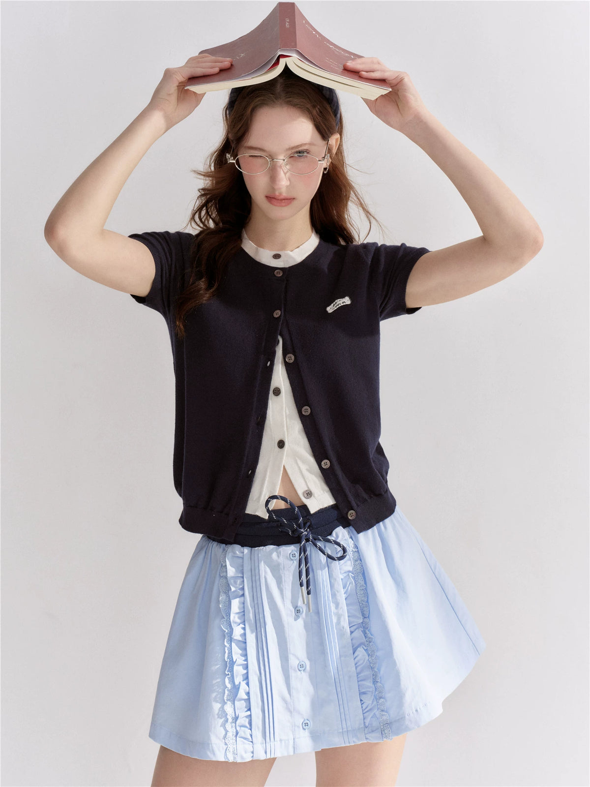 Pleated Ribbon Bow Skirt