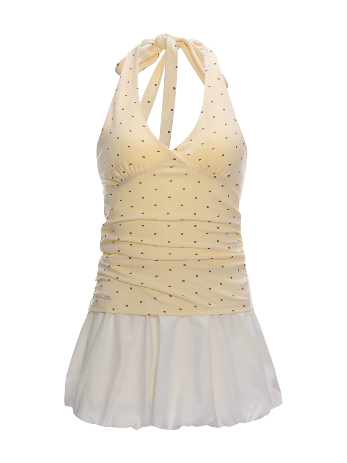 Yellow Polka Dot Halter Dress