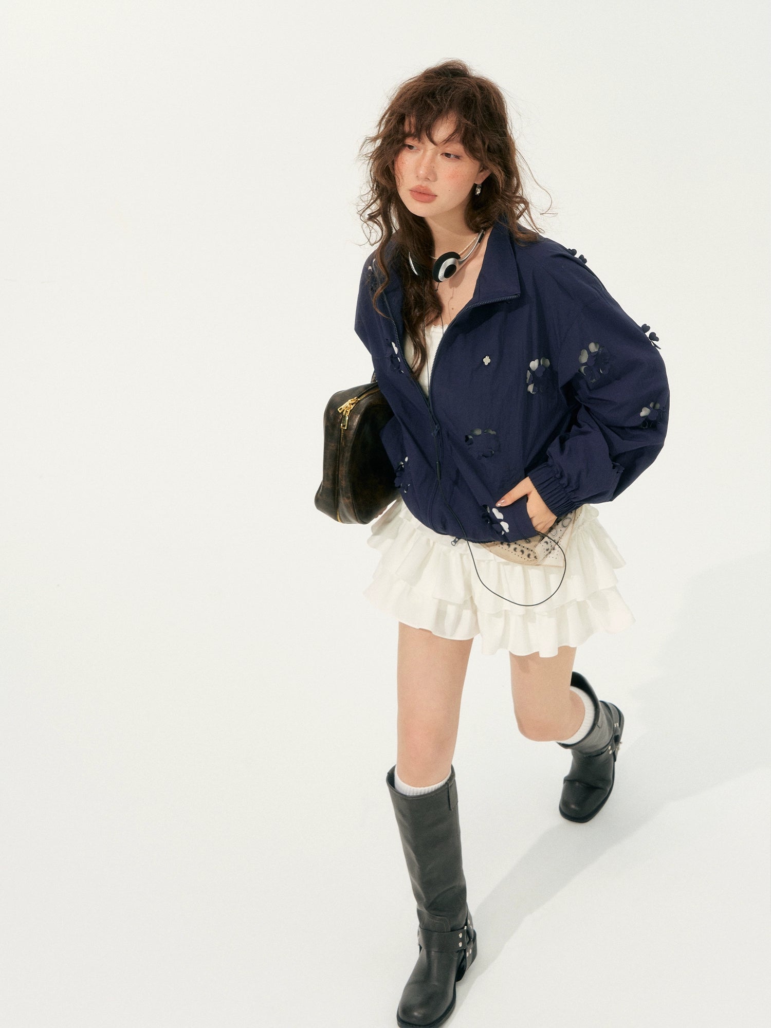 Hollow Cut Floral Jacket