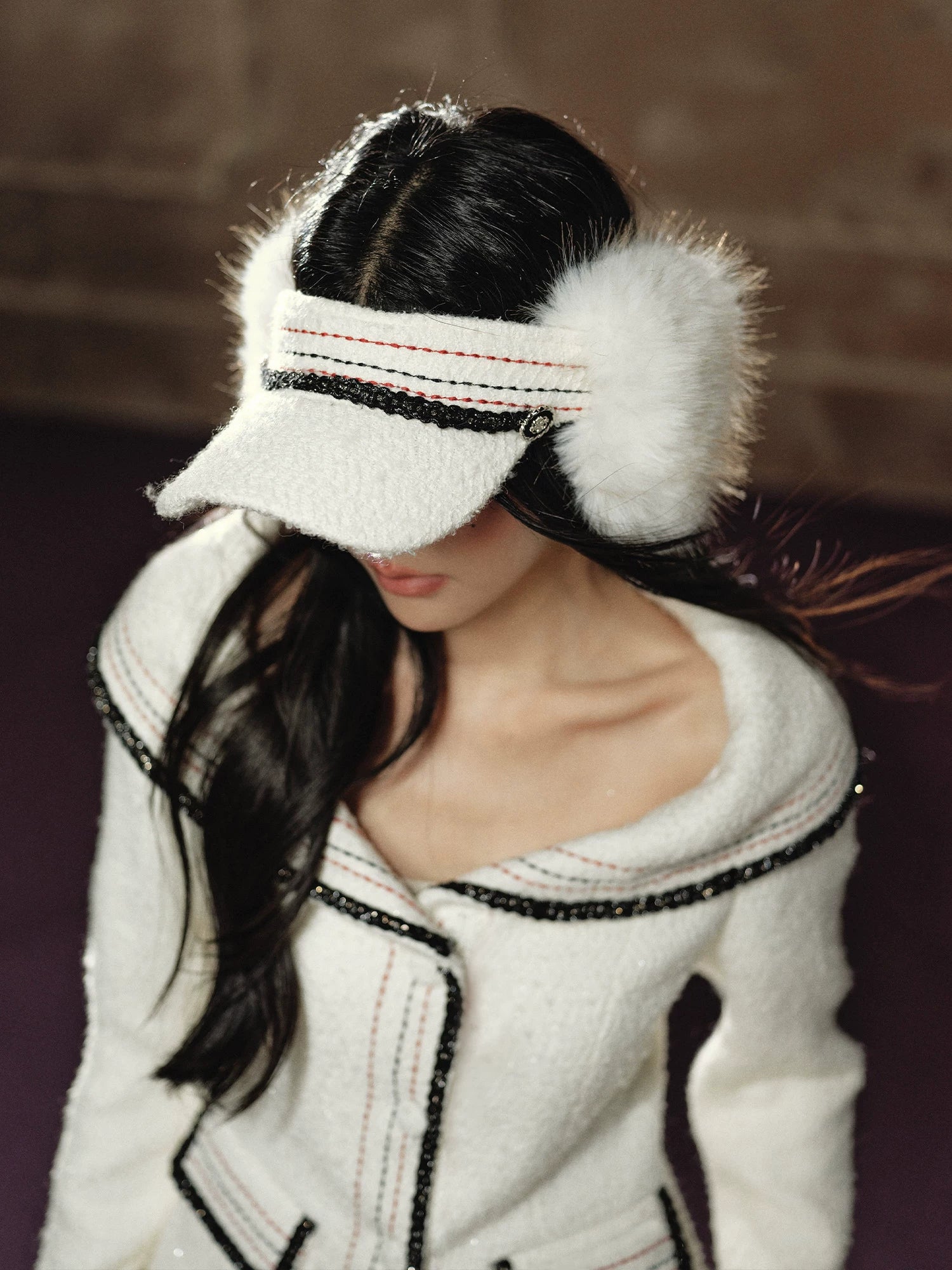 Chanel-Style Off-Shoulder Jacket & Skirt Set