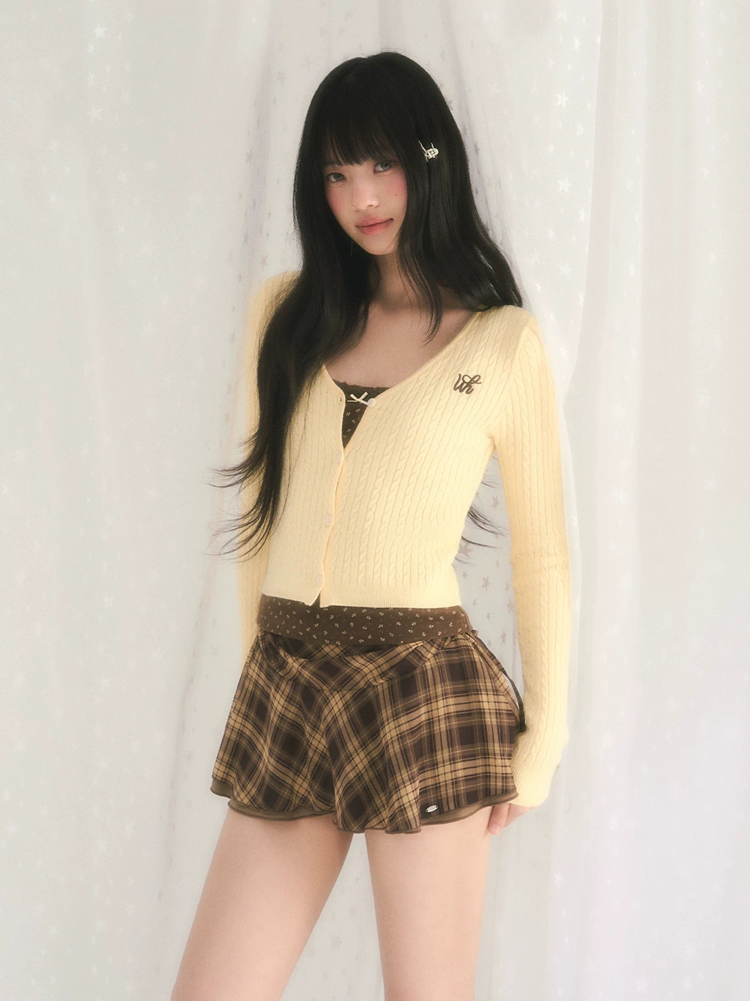 Jacquard V-Neck Knit Cardigan