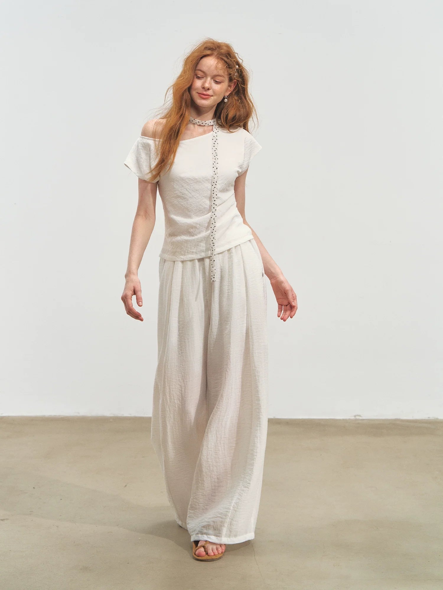 Draped Lazy Asymmetric Shoulder Convertible Top Set