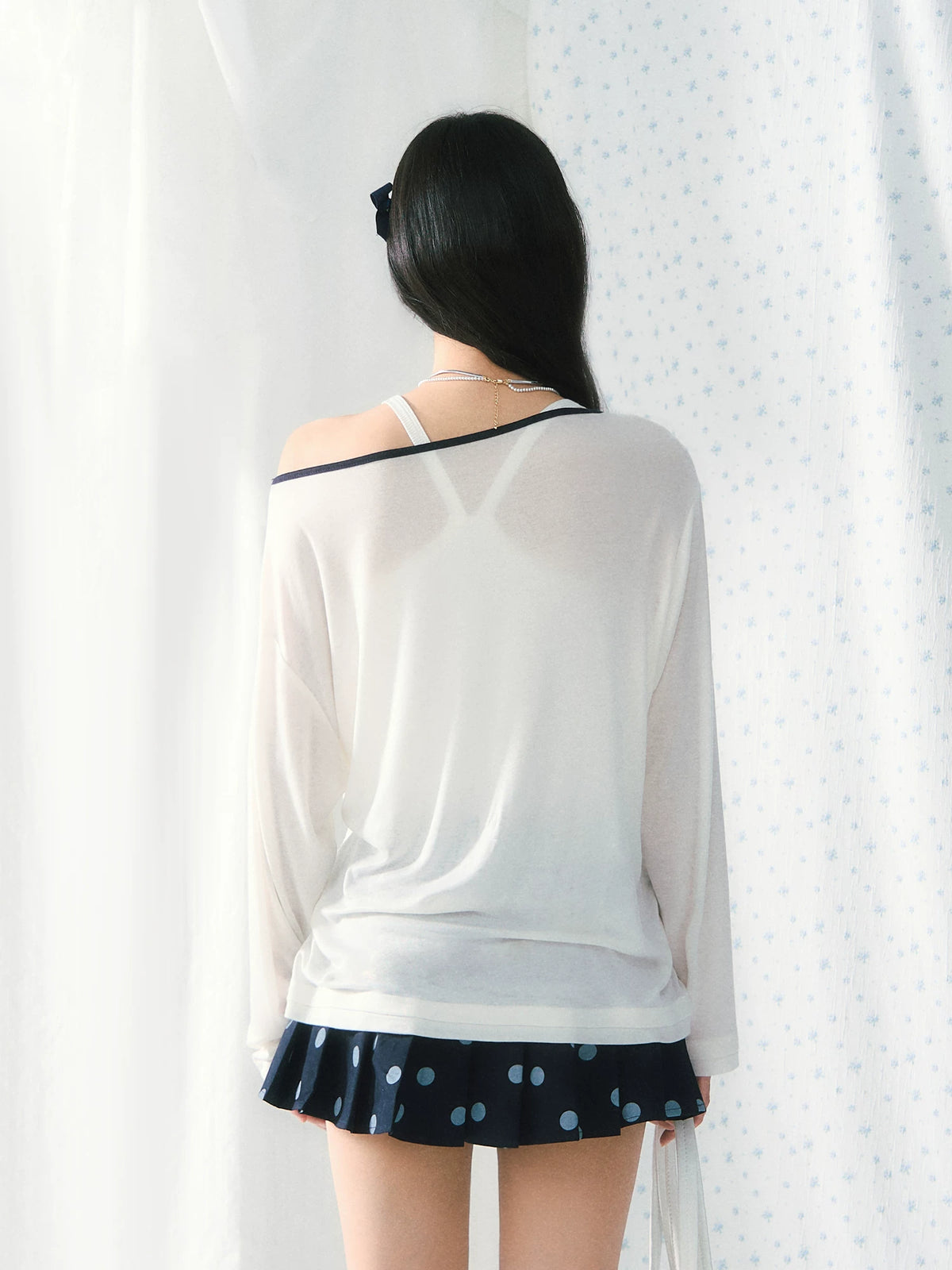 Numeric Print One-Shoulder Tee