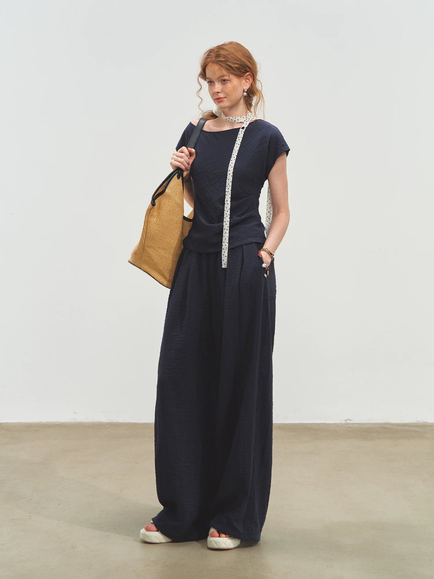 Draped Lazy Asymmetric Shoulder Convertible Top Set