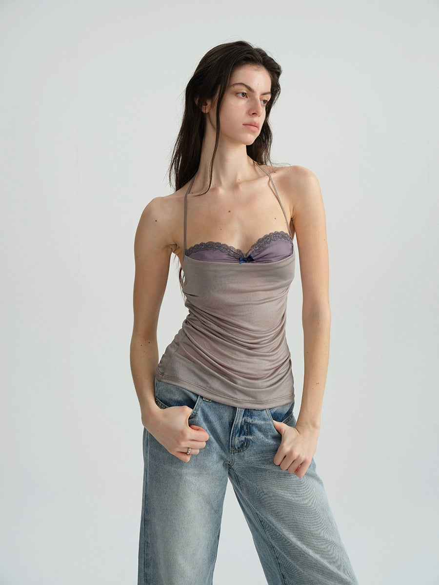 Purple Ruched Design Cami Top