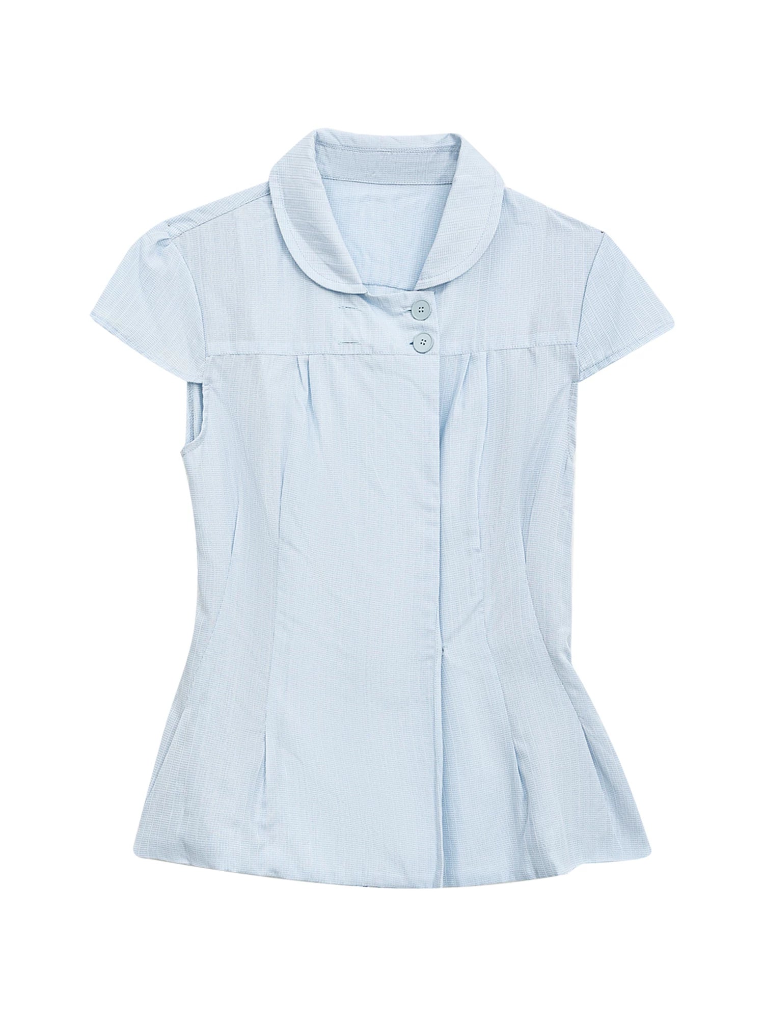 Light Blue Preppy Double-Breasted Shirt