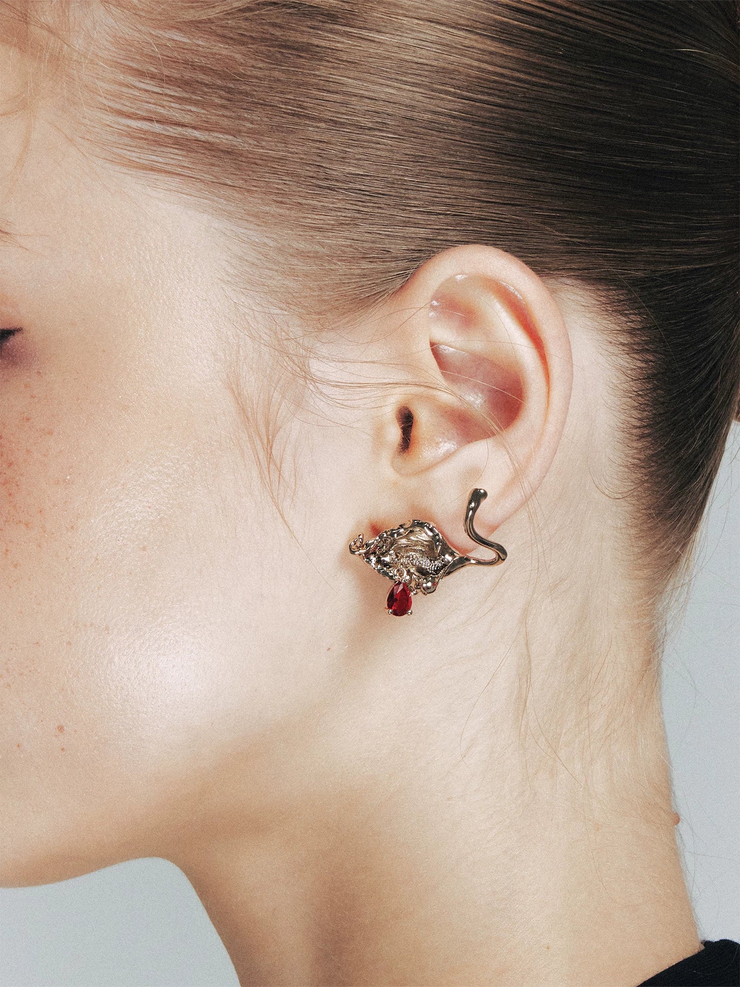 Floral Drop Crystal Stud Earrings