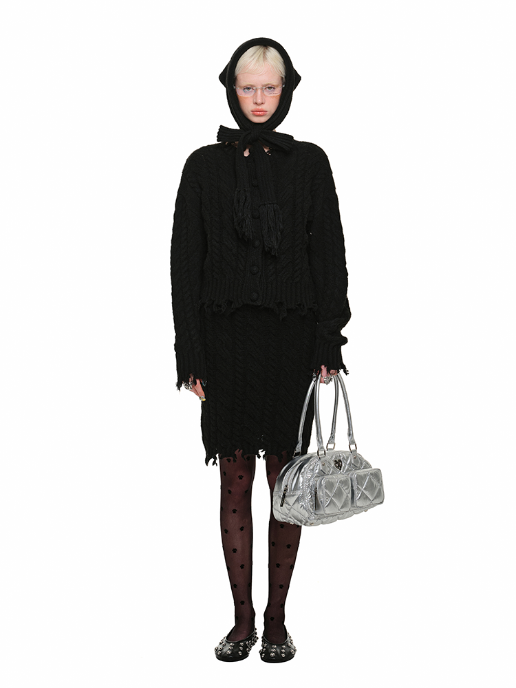 Cable Knit Cardigan & Skirt Set