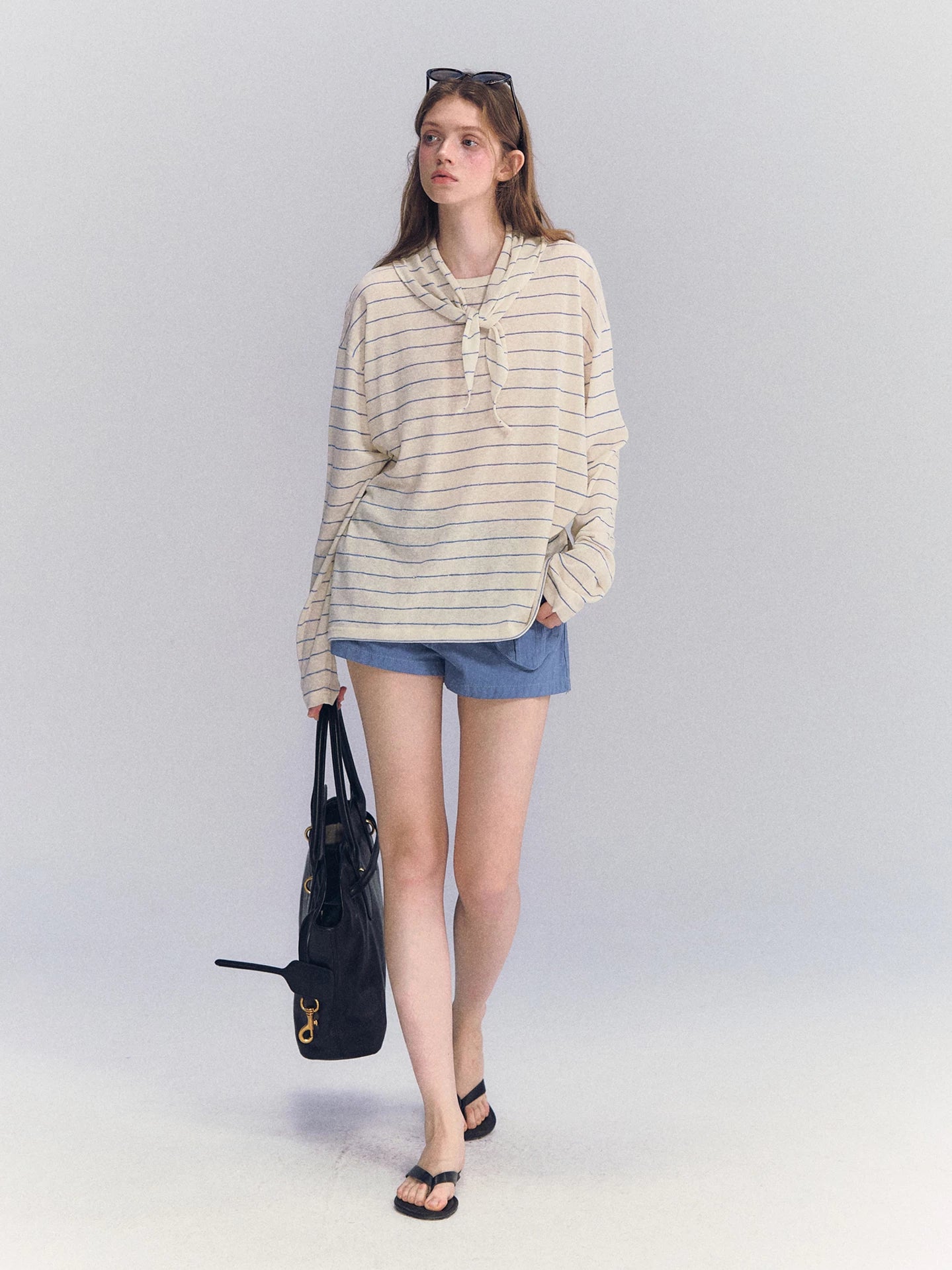 Rhinestone Stripe Long Sleeve Top