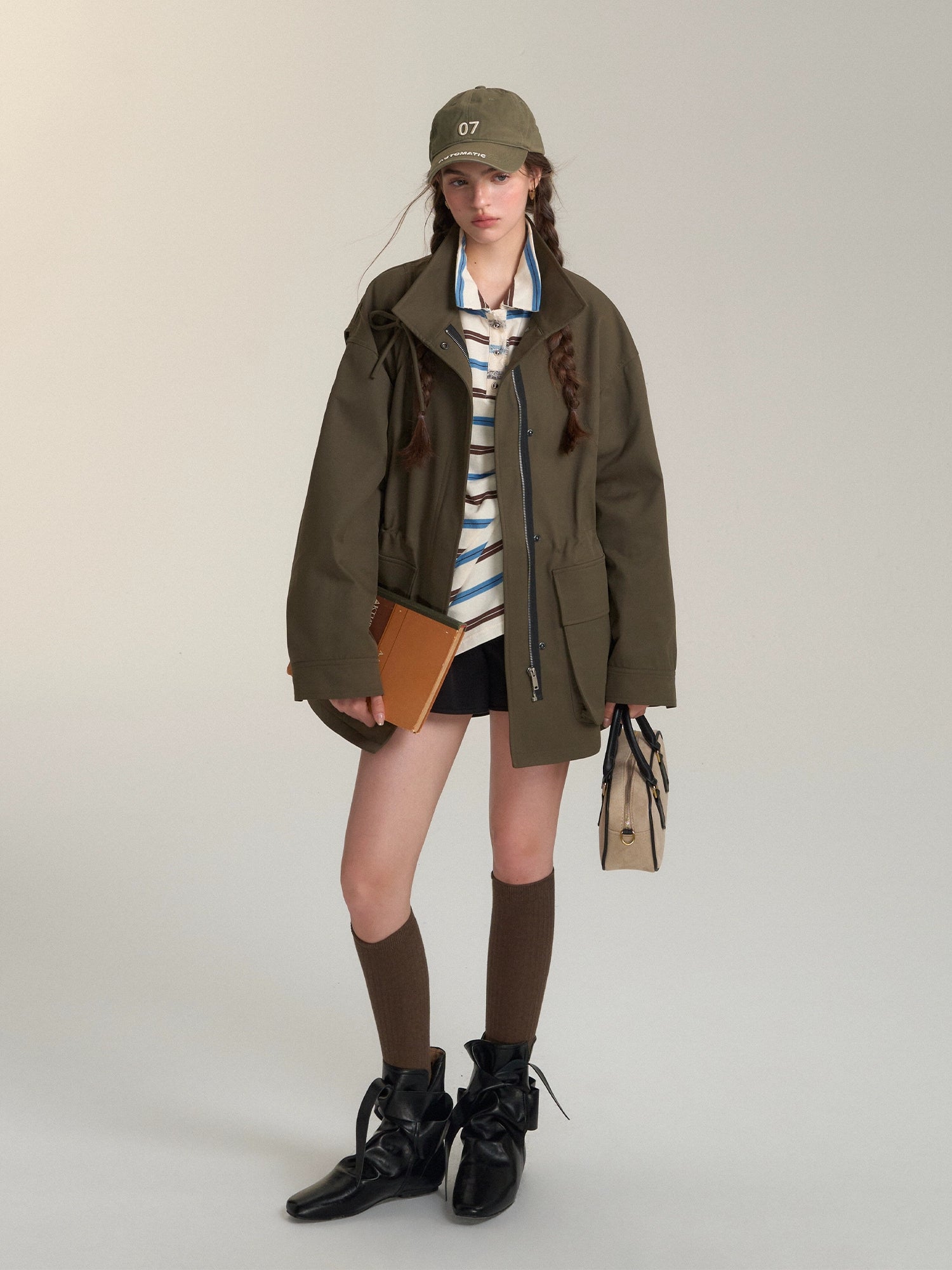 Drawstring Bow Utility Jacket