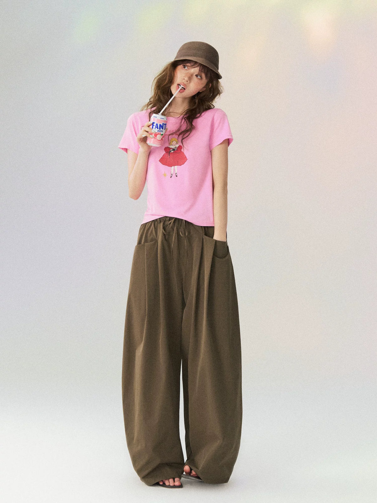 Dual Waistband Curved Casual Pants