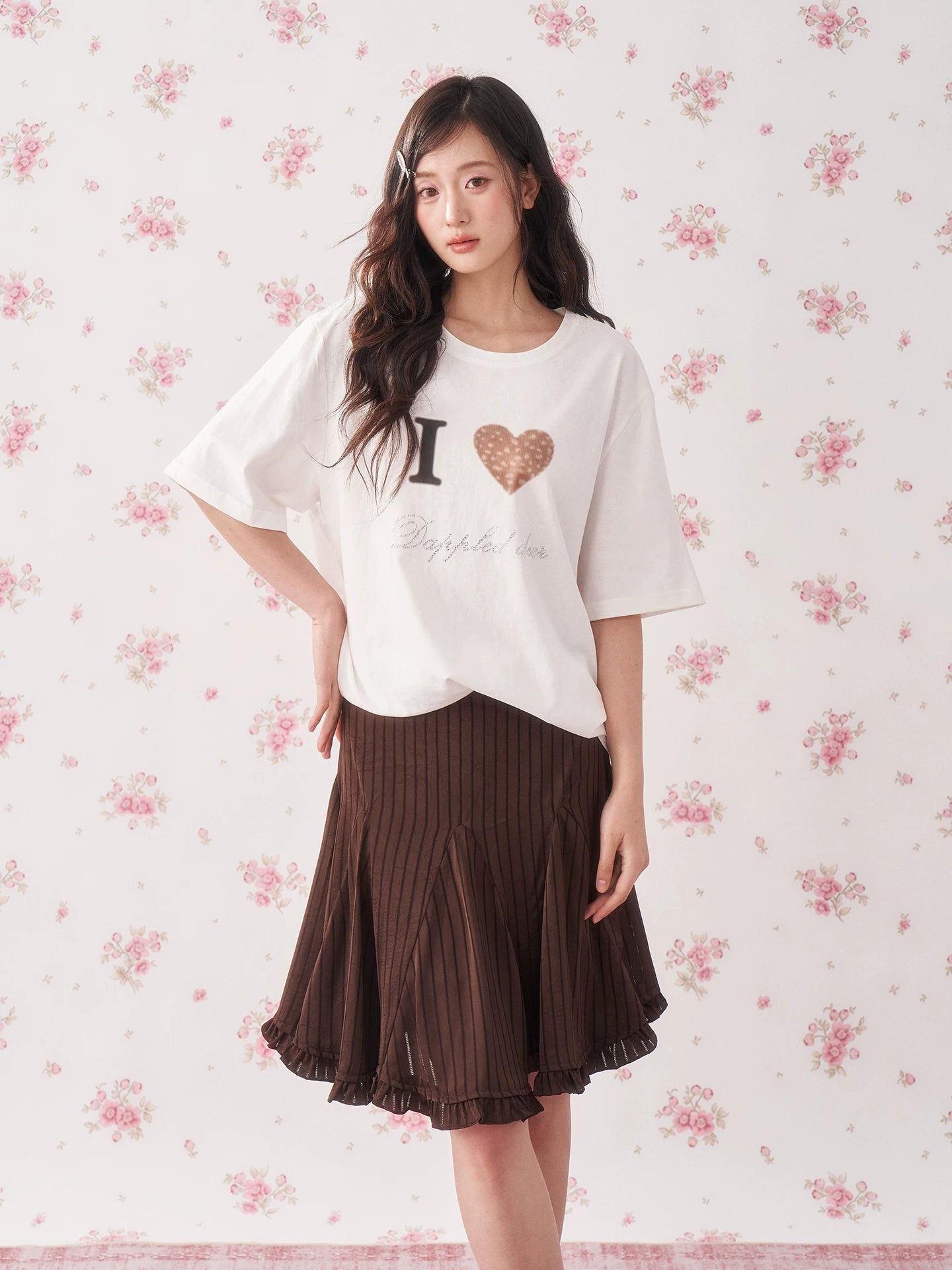 Brown Asymmetric Brown Skirt