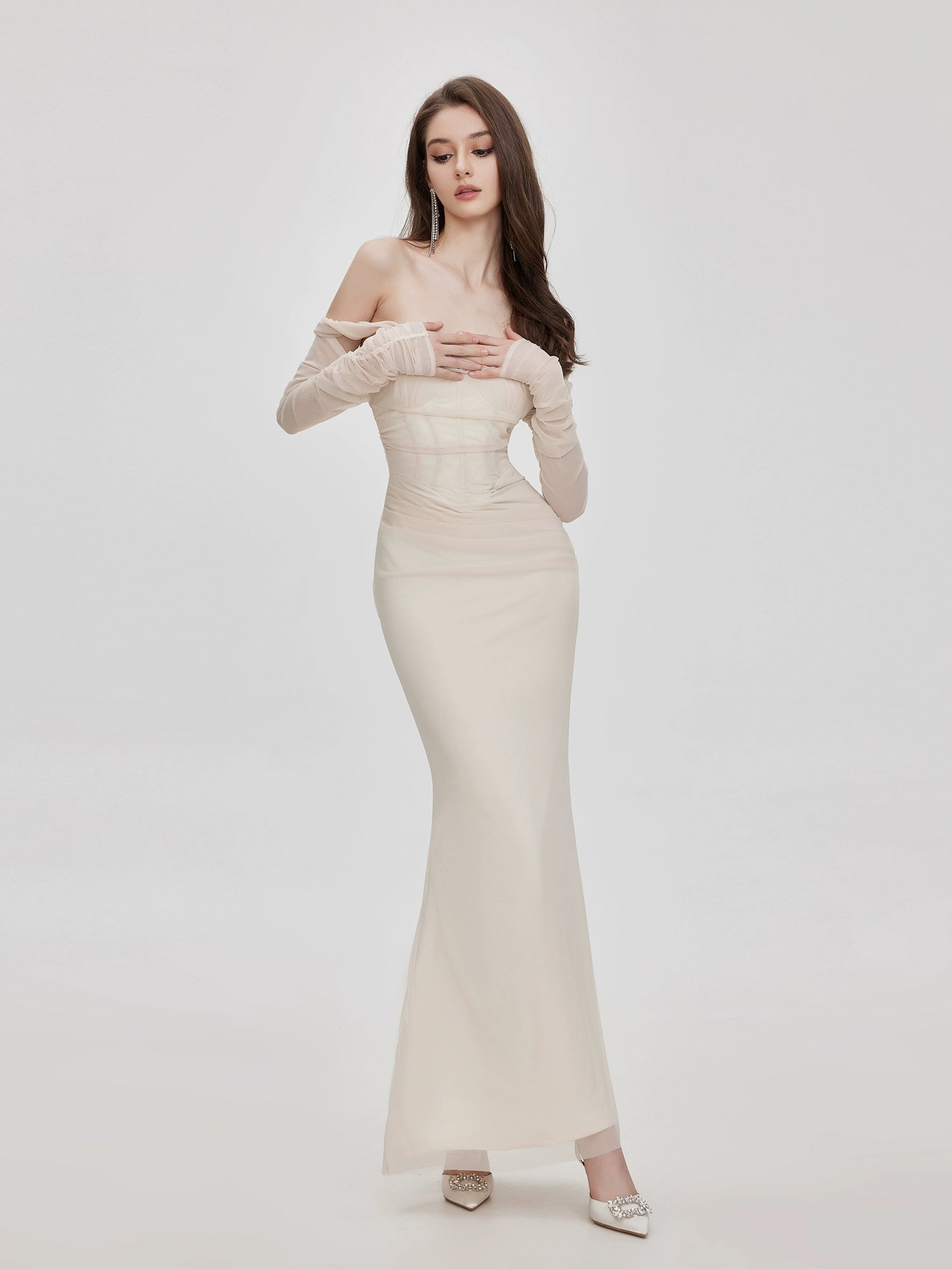 Ariel Mesh Off-Shoulder Mermaid Dress