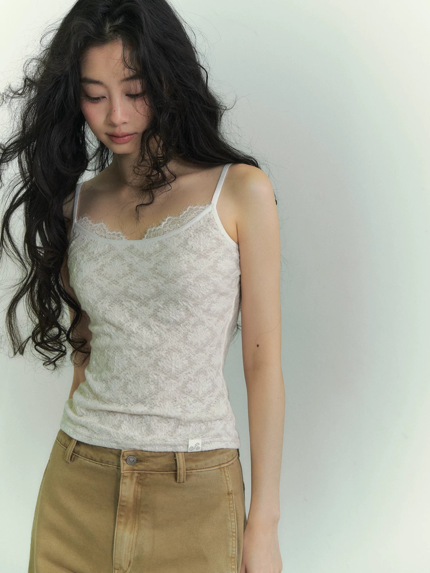 Lace Trim Stripe Cardigan Set