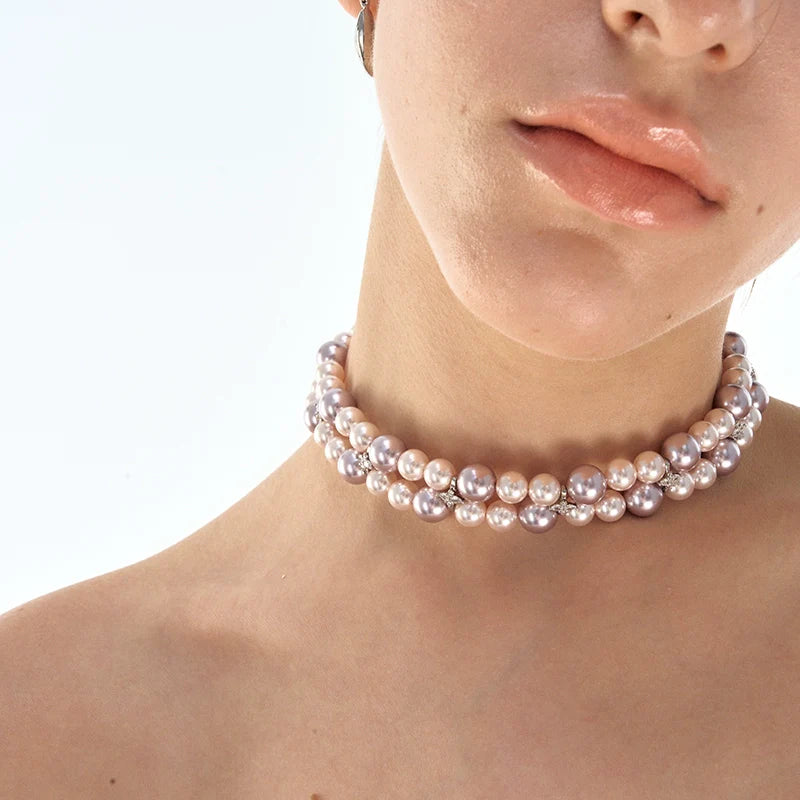 Double Layer Pearl Choker Necklace