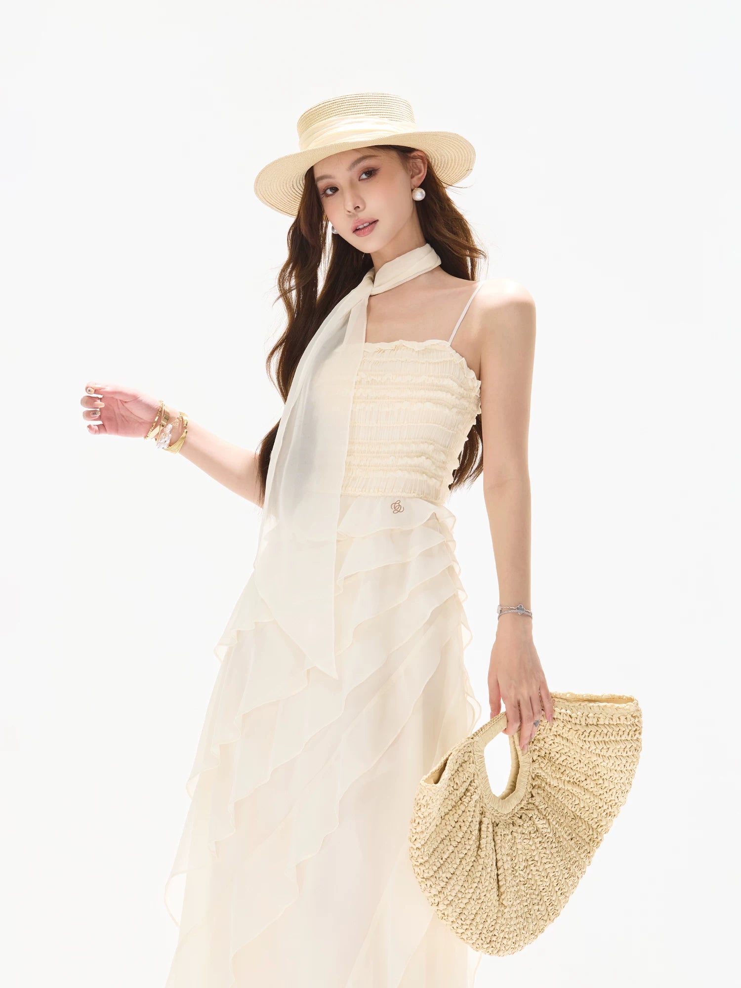 Ruffle Chiffon Maxi Dress