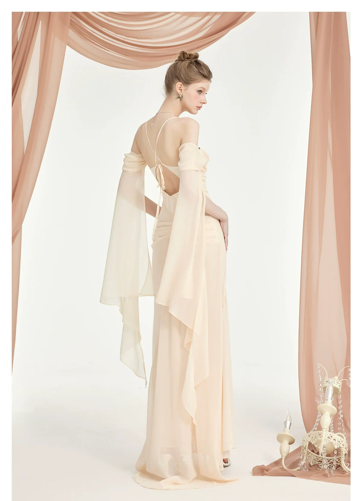 Jasmine Chiffon Backless Fishbone Strappy Dress