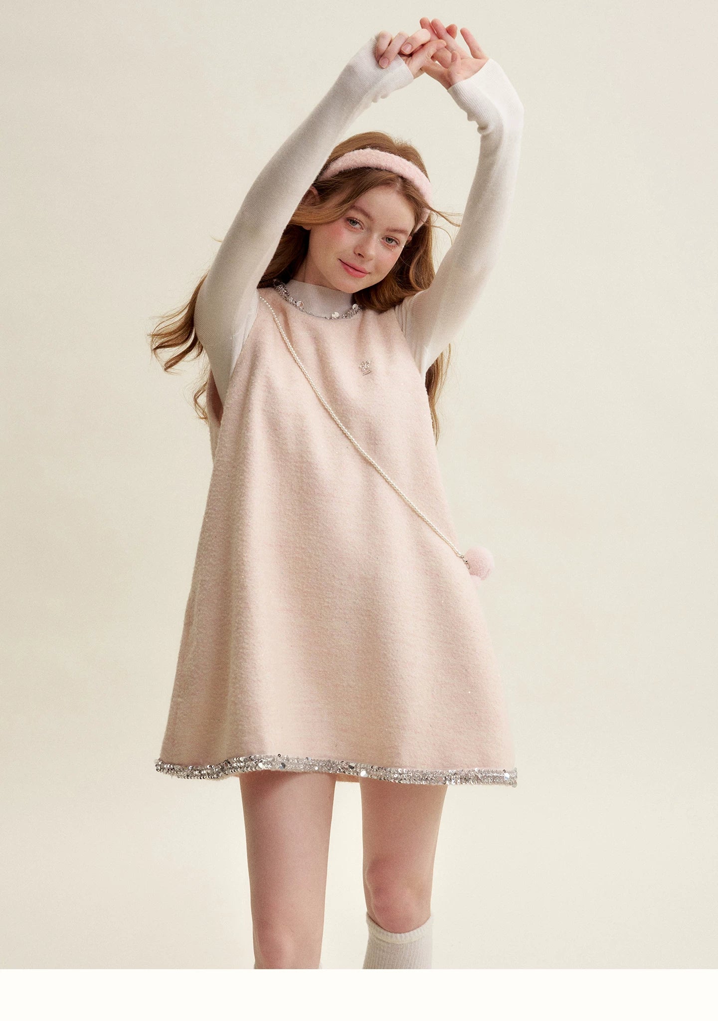 Sequin Tweed Pinafore Dress