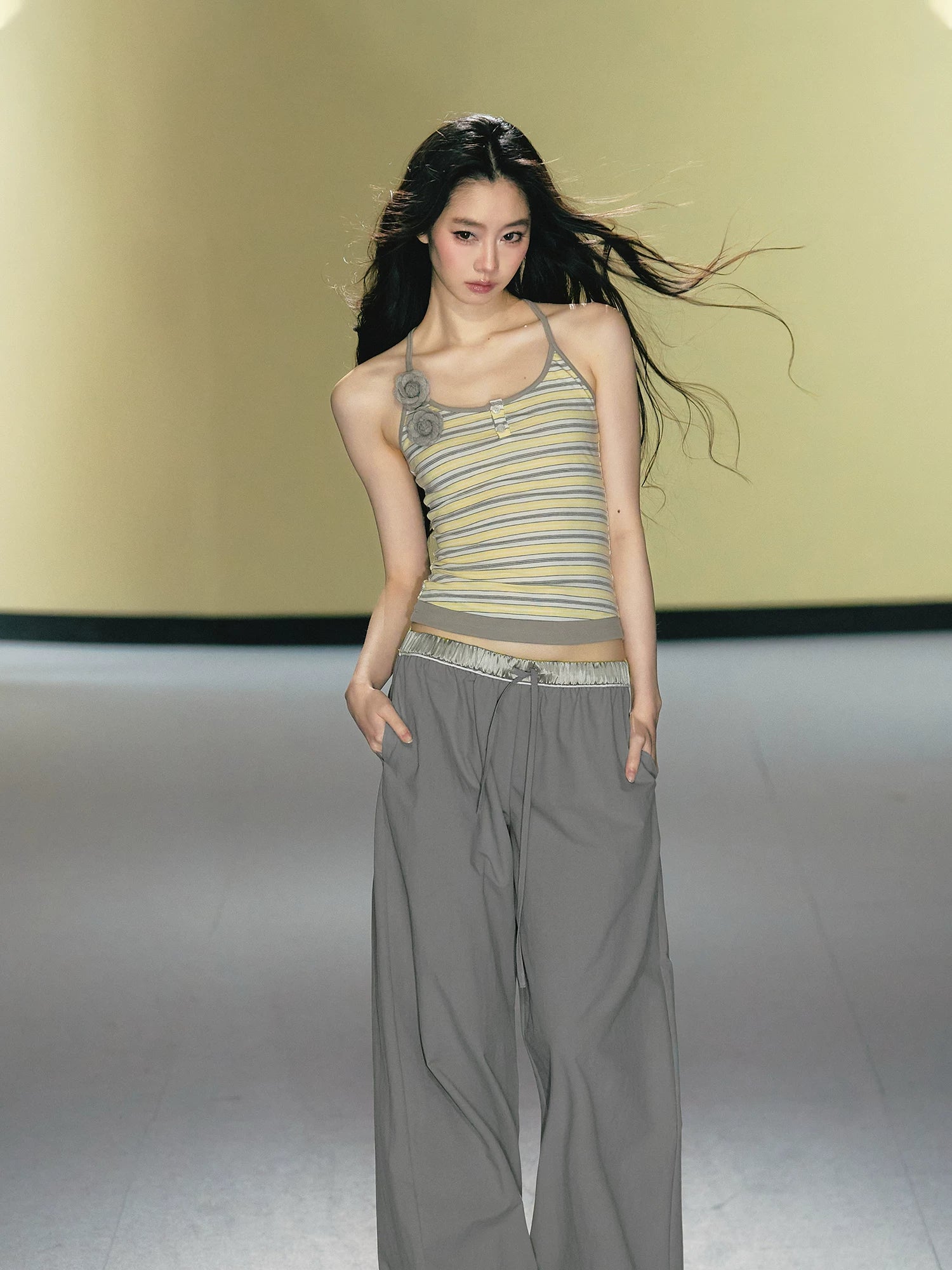Camellia Stripe Halter Tank