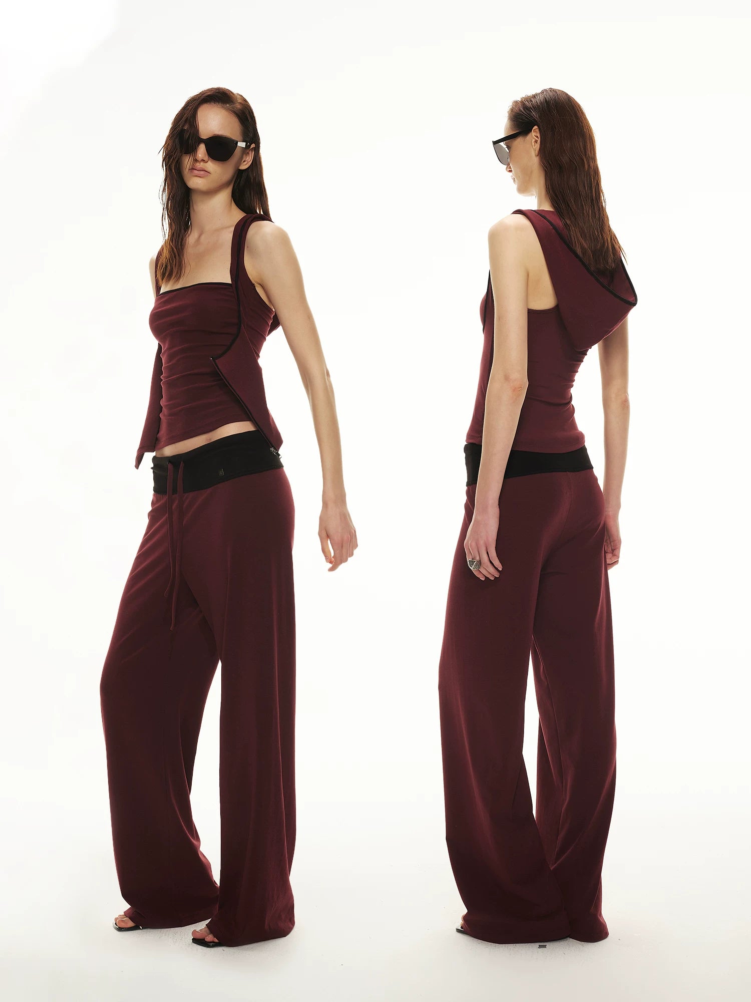 Lyocell Contrast Hoodie Set