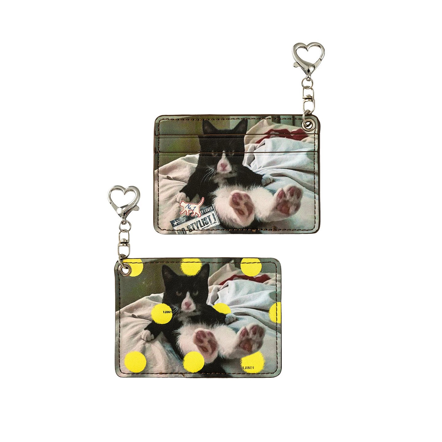 Polka Dot Cats & Dogs Charm Dual-Slot Card Holder