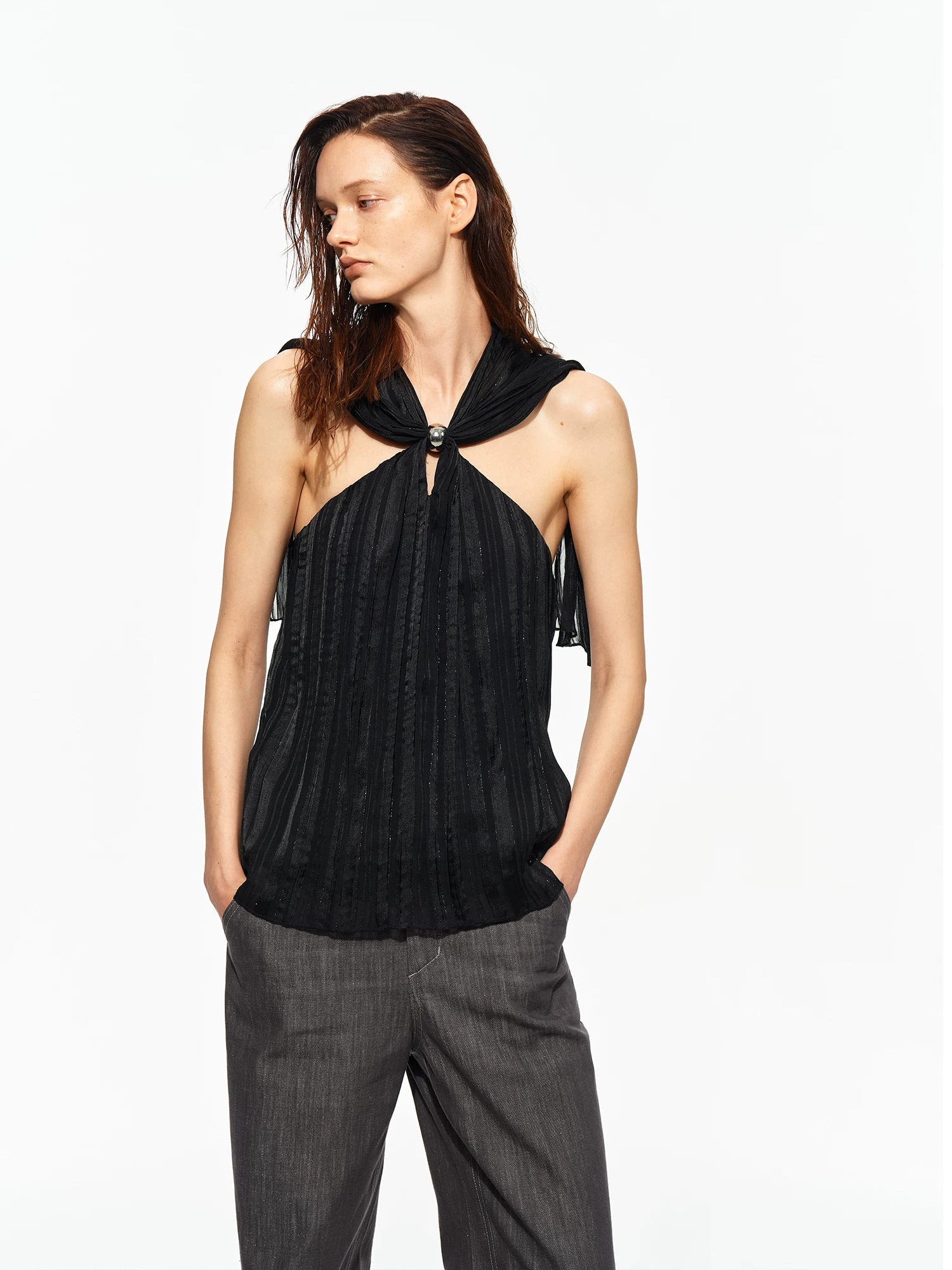 Shimmer Halter Cape Top