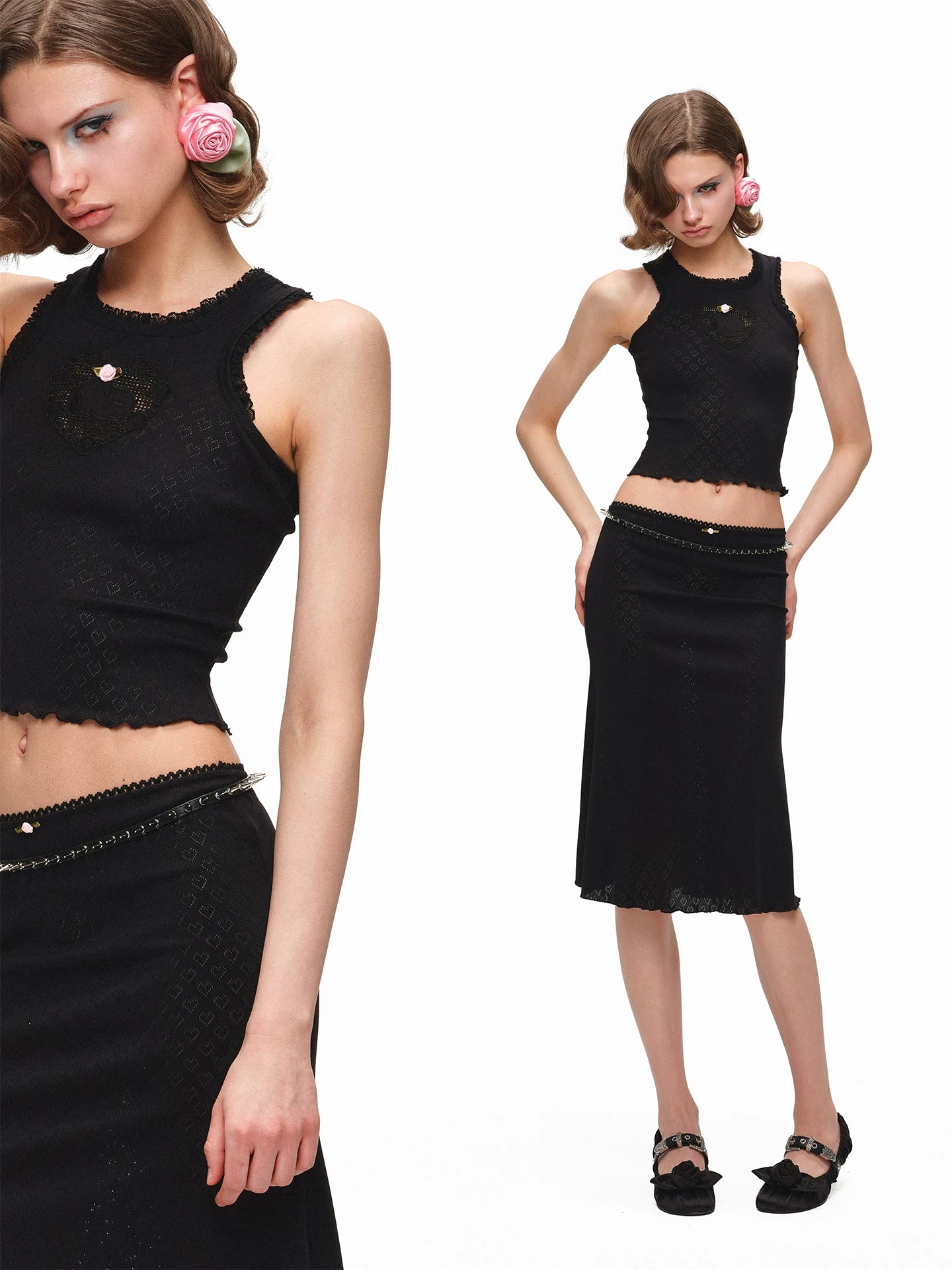 Snoopy Knit Top & Skirt Set