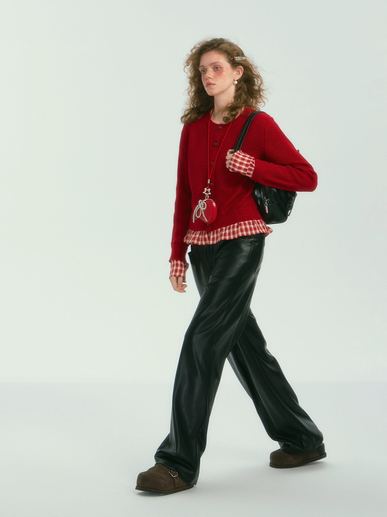 Vintage Plaid Lace Trim Cardigan