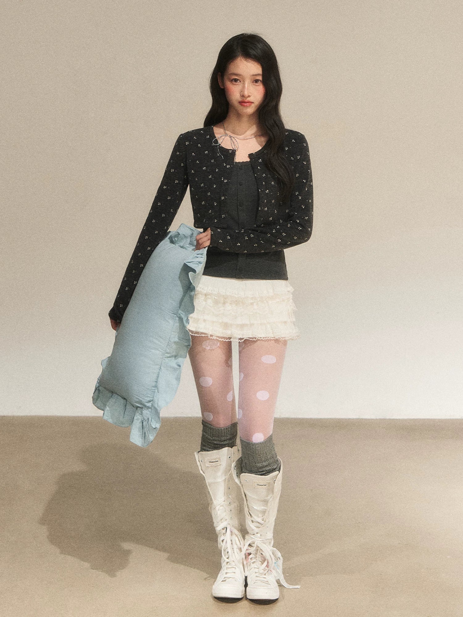 Lace Trim Tiered Mini Skirt