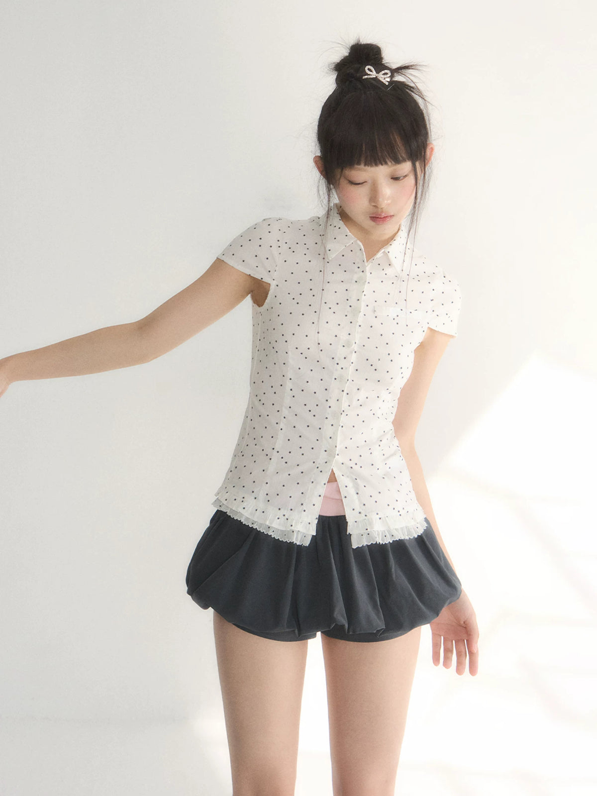 Star Print Lace Shirt