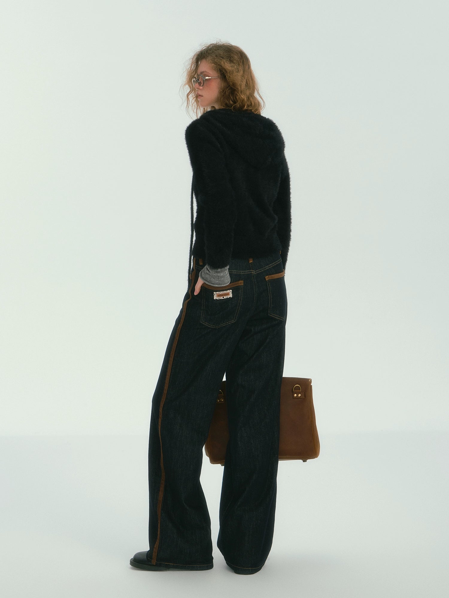 Colorblock Hooded Letter Knit Jacket