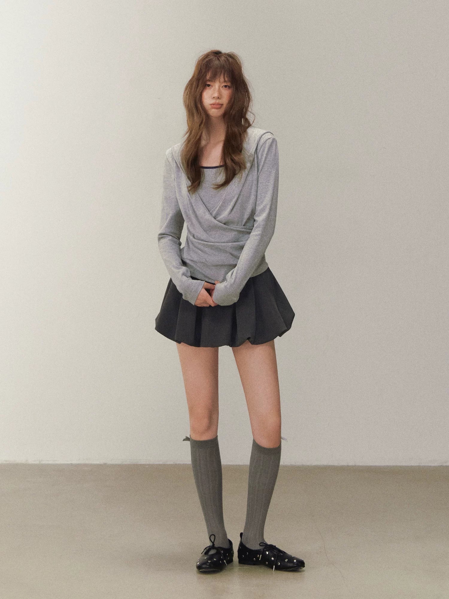 Cross Hooded Long Sleeve Tee