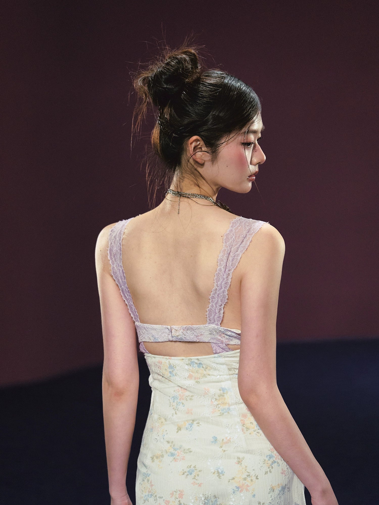 Lace Floral V-Neck Patchwork Hollow Dress