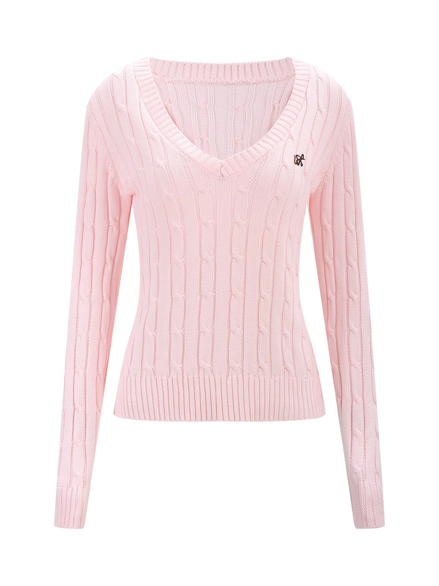 Pink V-Neck Knit Top