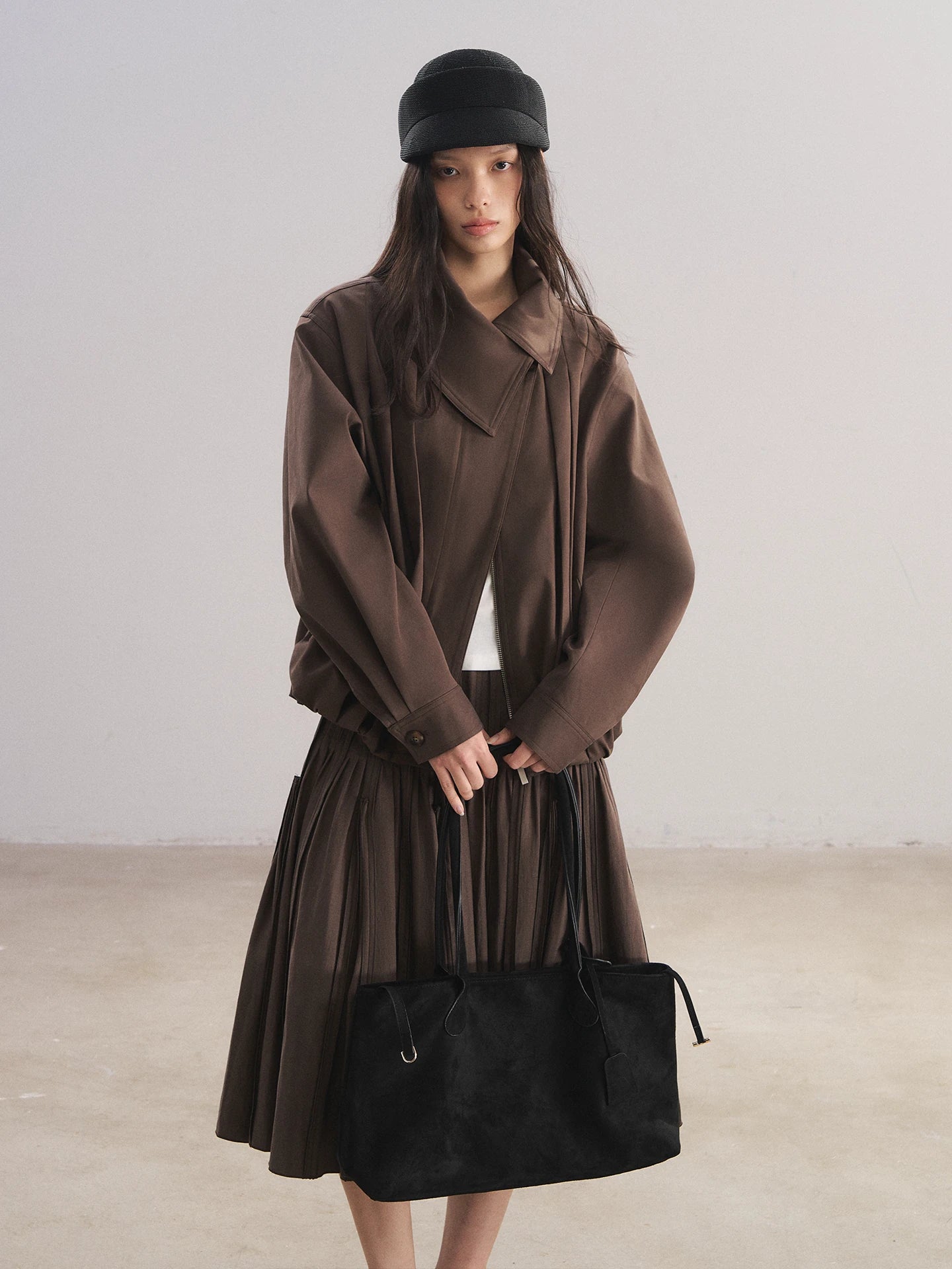 Asymmetric Lapel Bud Hem Jacket