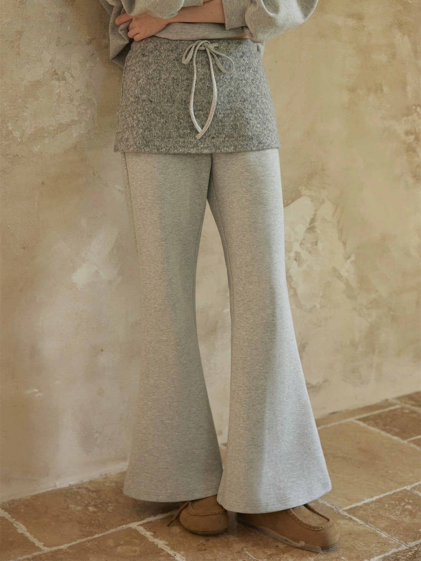 Off-Shoulder Sweatshirt Flared Pants Set
