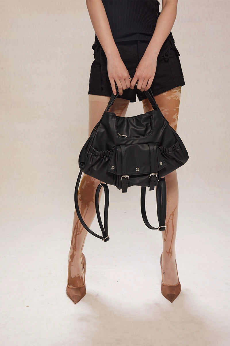 Black Waterproof Two-Way Handbag