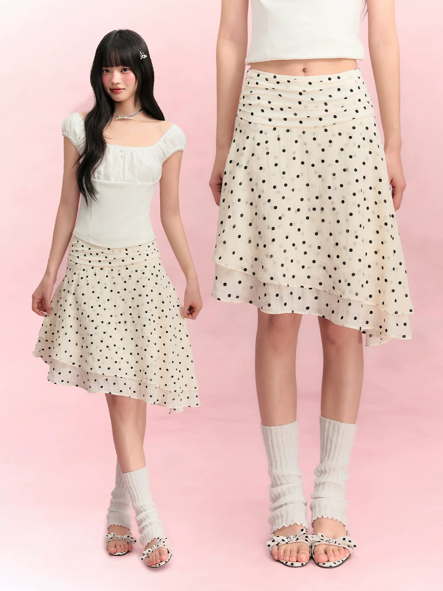 Polka Dot Midi Skirt
