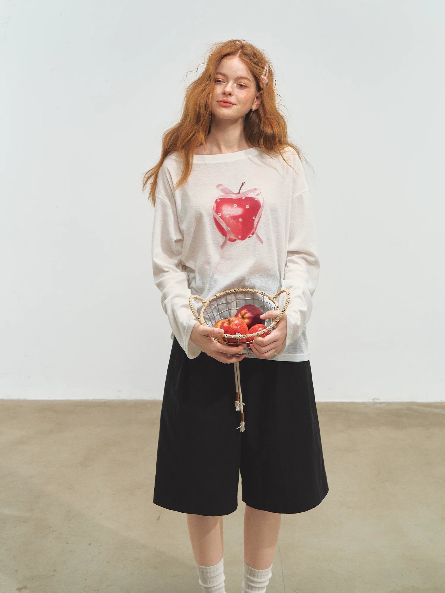 Three-dimensional Pleated Wide-leg Knee-length Shorts