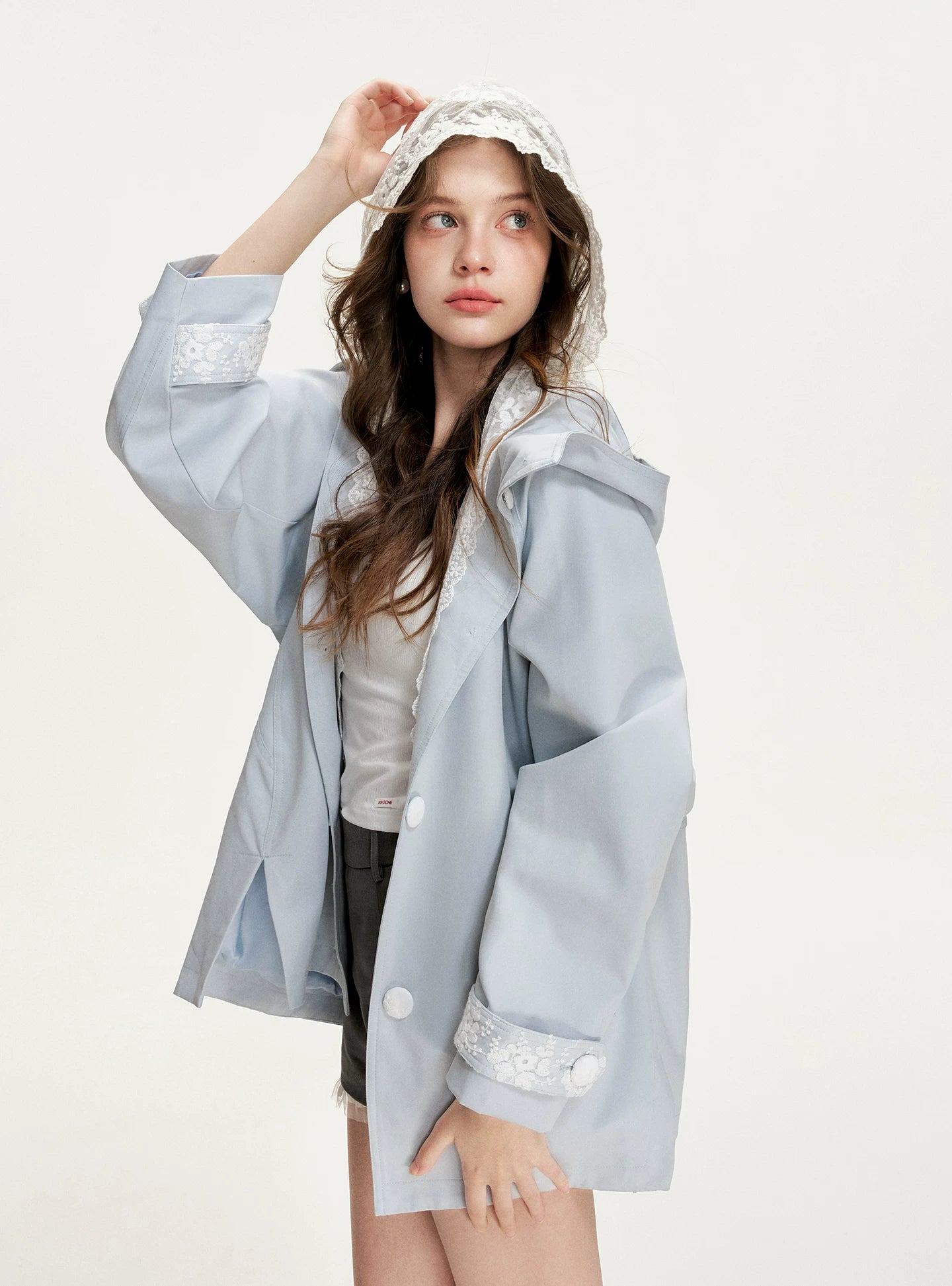 Lace Hooded Windbreaker