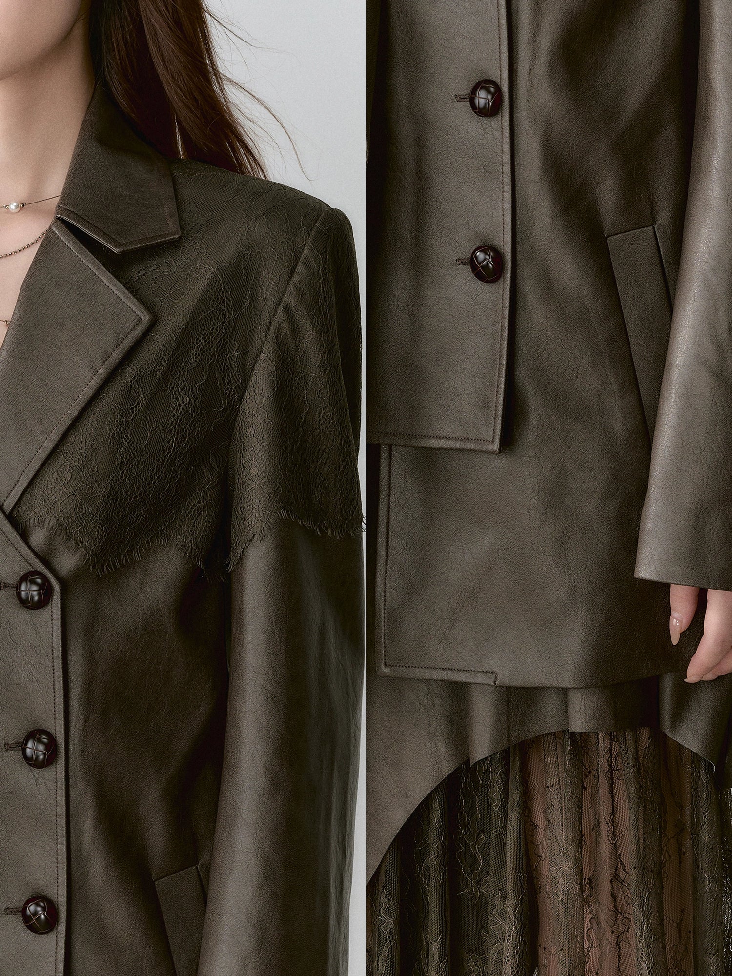 Structured Laced Leather Blazer